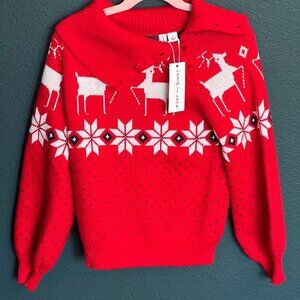 Janie and Jack Red Reindeer Sweater - NWT